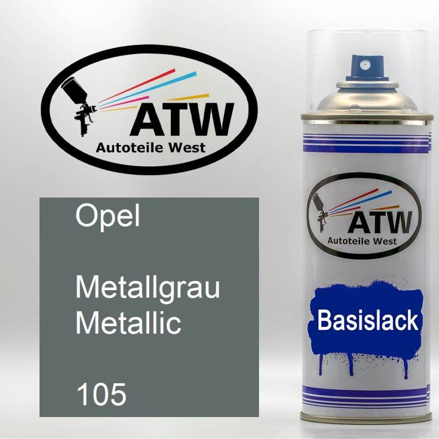 Opel, Metallgrau Metallic, 105: 400ml Sprühdose, von ATW Autoteile West.